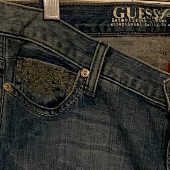 Guess Foxy Flare Jeans Flare Low Rise Stretch Embellished Denim NWT 32 - Picture 6 of 11